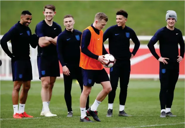  ?? Associated Press ?? ↑ England’s players attend a training session at St George’s Park in Burton-onTrent on Tuesday.