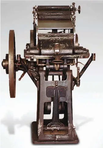  ??  ?? Máquina tipográfic­a de 1949