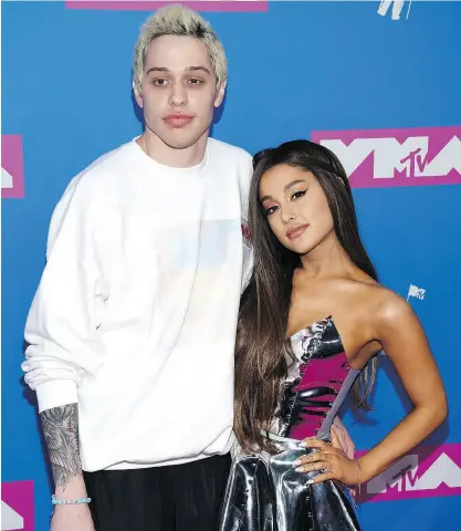  ?? EVAN AGOSTINI / INVISION / THE ASSOCIATED PRESS FILES ?? In better times, Saturday Night Live’s Pete Davidson and singer Ariana Grande arrive at the MTV Video Music Awards at Radio City Music Hall in August in New York.