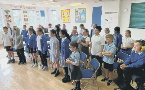  ??  ?? Big Sing workshop at Grangetown Primary.