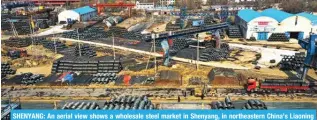  ?? AFP ?? SHENYANG: An aerial view shows a wholesale steel market in Shenyang, in northeaste­rn China’s Liaoning province.