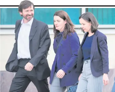  ?? KEVIN SCOTT ?? Aine McLaughlin’s brother Declan and sisters Mairead and Seana at court yesterday for her inquest