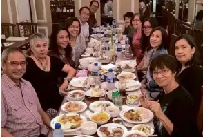  ?? —CHELO BANAL-FORMOSO ?? Monica: the foodie. Her last dinner with Inquirer Saturday editors in Nov. 2, 2016.