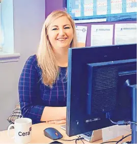  ?? ?? Caring Sarah Herriott, service manager at CERA Care’s Coatbridge office