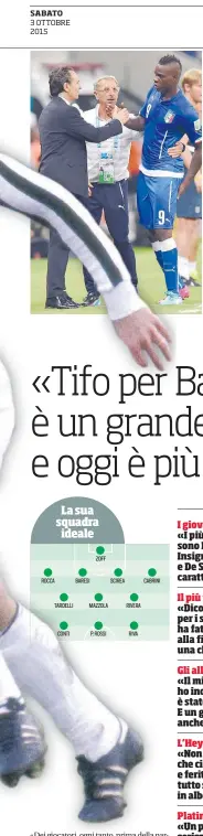  ??  ?? «Tifo per Balotelli è un grande talento e oggi è più maturo»