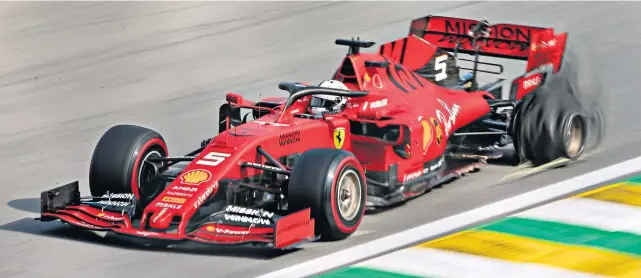  ??  ?? Action-packed: Sebastian Vettel loses a tyre (left) after making contact with his Ferrari teammate Charles Leclerc, ending the race for both of them; Lewis Hamilton knocks Red Bull’s Alexander Albon off the track (bottom left) in an incident he admitted was his fault; and Max Verstappen celebrates his victory, flanked by runner-up Pierre Gasly, of France