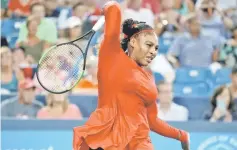  ??  ?? Serena Williams of the United States returns a shot to Petra Kvitova of the Czech Republic during Day 4 of the Western and Southern Open at the Lindner Family Tennis Center on August 14, file photo in Mason. — AFP photo