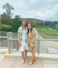  ?? KARLEE KRCHNAVI/COURTESY ?? Former Palisades star player Karlee Krchnavi, left, is the school’s new girls basketball coach. Krchnavi stands with her Binghamton University coach Bethann Ord at graduation in 2021.