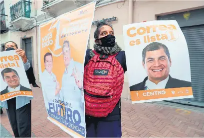  ?? EFE ?? La autoridad electoral prohibió los spots de la campaña de Arauz en los que aparece Correa.