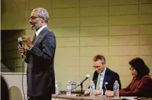  ?? Carlos Avila Gonzalez/The Chronicle 2023 ?? Judge Patrick Thompson, left, speaking during a judicial debate in December, has been reelected to a new term.