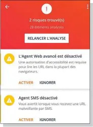  ??  ?? Pour une sécurité renforcée, Avast nous propose également d’activer un filtre Web ainsi qu’une alerte SMS pour protéger notre mobile des URL piégées.