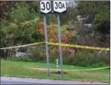  ?? TOM HEFFERNAN SR. VIA AP, FILE ?? In this Oct. 6photo, a limousine, left, sits in the woods following a fatal crash in Schoharie, N.Y.