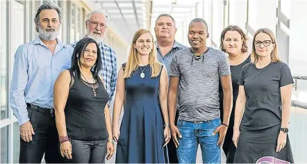  ?? Picture: ZAID JOSEPH ?? STAND TALL: Defendants in defamation suits brought by miner MRC Cormac Cullinan, Davine Cloete, John GI Clarke, Tracey Davies, Riaan Oberholzer, Mzamo Dlamini, Tossie Beukes and Christine Reddell. Claims against Beukes and Oberholzer were dropped.