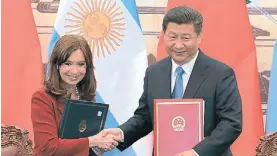  ??  ?? Febrero 2015. Cristina en su última visita a Xi Jinping en Beijing.