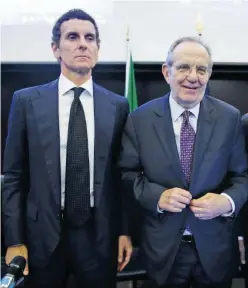  ?? Ansa ?? Banchiere e ministro L’ad di Mps, Marco Morelli, e Pier Carlo Padoan