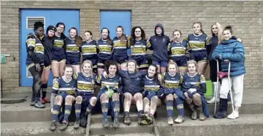  ??  ?? TEAM EFFORT: The Old Crossleyan­s Girls Under-18s team line up before lockdown