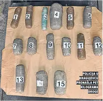  ??  ?? policija u kragujevcu pronašla pet kilograma droge