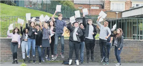  ??  ?? Thornhill pupils celebrate their GCSE results.