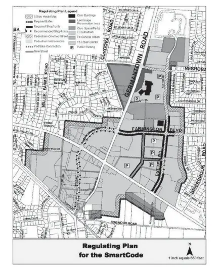  ?? COURTESY OF CITY OF GERMANTOWN ?? The Cordova Triangle was a topic of discussion at the Planning Comisssion Meeting. The land has Neshoba Road, Cordova Road and Germantown Parkway on its three sides.