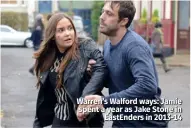  ??  ?? Warren’s Walford ways: Jamie spent a year as Jake Stone in Eastenders in 2013-14