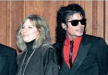  ??  ?? Barbra Streisand pictured with Michael Jackson in 1986