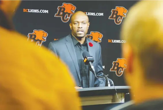  ??  ?? After a three-year tenure, B.C. Lions general manager Ed Hervey, seen in November 2019, says he is stepping down from his position with the team for personal reasons.
