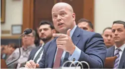  ?? CHIP SOMODEVILL­A/GETTY IMAGES ?? Acting U.S. Attorney General Matthew Whitaker testifies Friday before the House Judiciary Committee on Capitol Hill.