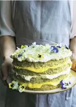  ??  ?? From top Marianne Stewart’s lemon and Earl Grey loaf cakes; a courgette and lime cake, decorated with fresh flowers