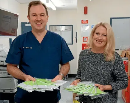  ??  ?? Southland District Health Board bowel screening programme clinical lead Dr Jason Hill and programme manager Emma Bell.