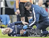  ?? ?? TYLER TORMENT French broke his leg in Dundee's defeat