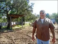  ?? MARY HUBER / ?? Open Door Soup Kitchen founder Pastor Roland Nava stands on a plot of land on Texas 95 where he plans to place eight small houses that will serve as family emergency shelters.