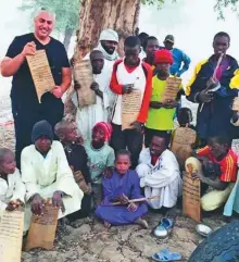  ?? Al Hayat ?? Ali Al Gamdi in a village in Africa. One of the first things he provided was classrooms for underprivi­leged children.