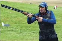  ?? PHOTO: DANIEL BIRCHFIELD ?? On target . . . Brent Quin, of Wellington, shoots at the New Zealand Clay Target Associatio­n grand prix in Enfield yesterday.