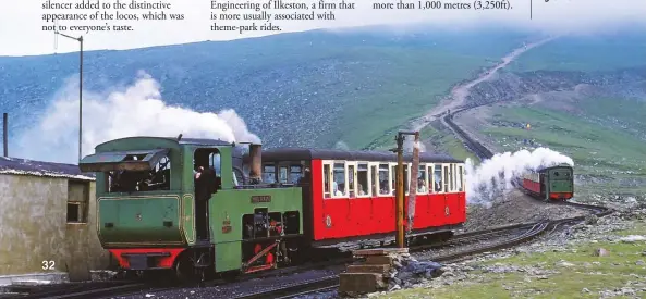 ?? Photos by Donald Brooks, 26th August 1978. ?? Below: No 5 ‘Moel Siabod’, SLM 989 of 1896, waits in Clogwyn loop to cross 8 ‘Eryri’, SLM 2870 of 1923, approachin­g with its descending train. The Llanberis path disappears into the cloud above Clogwyn – the railway’s upper terminus when trains cannot each the summit.