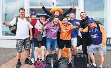  ?? ?? Viva la espana Rangers fans head from Prestwick Airport to Malaga