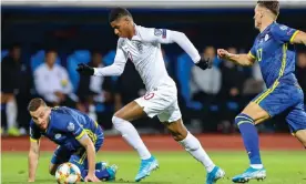  ??  ?? Marcus Rashford was a late substitute against Kosovo and scored one well-taken goal. Photograph: Nigel Keene/ProSports/Shuttersto­ck