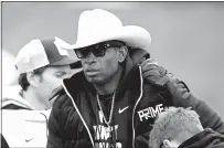  ?? Andy Cross /Teh Denver Post ?? Colorado head coach Deion Sanders before the Buffaloes’ Black and Gold scrimmage at Folsom Field on April 22 in Boulder, Colorado.