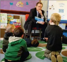  ?? CASEY PAGE — THE BILLINGS GAZETTE VIA AP, FILE ?? In this file photo, Gov. Steve Bullock talks with kids in a publicly funded preschool class in Billings, Mont.