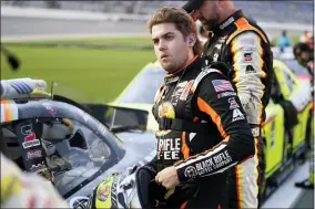  ?? AP PHOTO/JOHN RAOUX ?? FILE - Noah Gragson prepares on pit road for the NASCAR Xfinity Series auto race at Daytona Internatio­nal Speedway, Friday, Aug. 27, 2021, in Daytona Beach, Fla. The star Xfinity Series driver for JR Motorsport­s is in the spotlight again for all the wrong reasons: the poor choices he’s making on track that are slowing Gragson’s career progressio­n.