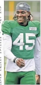  ?? Bill Kostroun ?? NOT AGAIN: Rookie linebacker Hamsah Nasirildee­n will face the Giants’ Kadarius Toney, against whom he tore his ACL in 2019 while at Florida State.