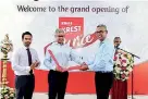  ??  ?? Launch of the Ezy Rice range. From left: Keells Food Products PLC CEO Sumudu Thanthirig­oda, John Keells Holdings PLC Chairman Krishan Balendra and John Keells Holdings PLC Consumer Food Sector President Daminda Gamlath