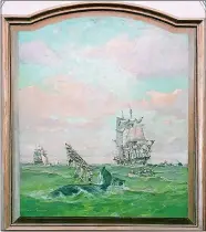  ?? PHOTO SUBMITTED ?? This 1929 painting by the late Lars Thorsen of Noank will be unveiled Wednesday during a National Maritime Day celebratio­n at the Custom House Maritime Museum.