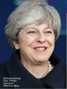  ??  ?? Embarrassi­ng loss: Prime minister Theresa May