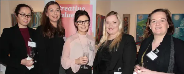  ??  ?? Lauren Greene, Ciara Fenlon, Niamh Wafer, Claire Molan and Orla Redmond at the seminar in Greenacres celebratin­g Internatio­nal Women’s Day on Thursday.