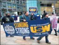  ?? NANCY STONE/CHICAGO TRIBUNE 2016 ?? United Steelworke­rs union members, retirees and supporters rally for a contract at ArcelorMit­tal’s North American headquarte­rs in Chicago.