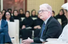  ?? Rashed Al Mansoori / Crown Prince Court – Abu Dhabi ?? Education expert Sir Ken Robinson speaks at the Crown Prince’s Majlis