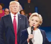  ??  ?? Stalker-in-chief: The infamous second debate, in which Hillary Clinton wanted to tell candidate Donald Trump to “back up, creep.”