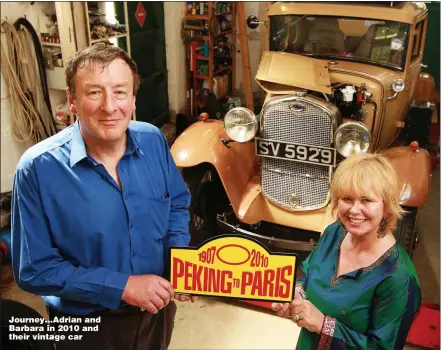  ?? Picture: ANTONY MOORE ?? Journey…Adrian and Barbara in 2010 and their vintage car