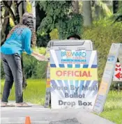  ?? MIKE STOCKER/SOUTH FLORIDA SUN SENTINEL ?? Voters can drop off mail ballots at all early voting sites when early voting starts Oct. 19. But some are trying to cast ballots at those locations too soon.