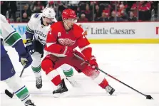  ?? GREGORY SHAMUS/GETTY IMAGES ?? Dylan Larkin is part of the foundation of Detroit’s rebuild. The club will try to surround the 2014 first-round pick with players that can help push the franchise back into the playoffs.